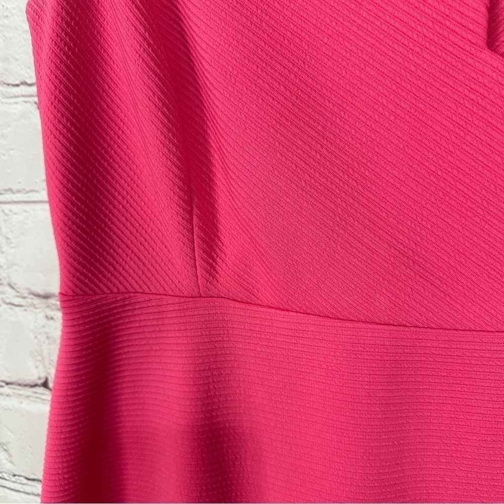 Elle hot Pink Sleeveless V-Neck A-Line Cocktail Dress scalloped size 6 vacay - Picture 4 of 10